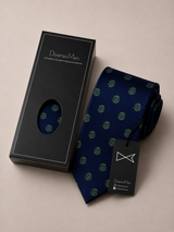 Corbata azul marino con farolillos verdes - DiversoMen