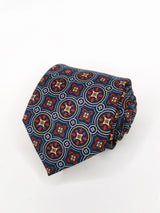 2x1 - Corbata azul marino con rosetas amarillas, rojas y blancas - DiversoMen