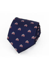 Corbata azul marino con casetas pequeñas rojas - DiversoMen