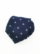 2x1 - Corbata azul marino con flor de lis grande celeste - DiversoMen