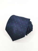 Corbata azul marino de lunares verdes medianos - DiversoMen