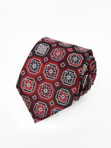 2x1 - Corbata roja oscuro con rosetas tonos rojos - DiversoMen