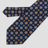 Corbata azul marino con medallones dorados - DiversoMen