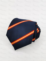 Corbata azul marino con rayas roja y amarilla - DiversoMen