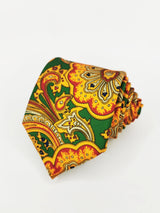 Corbata seda verde cachemir grande amarillo - DiversoMen