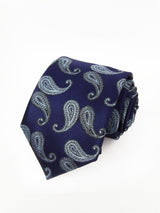 Grande cravate bleu clair à motif cachemire bleu marine - DiversoMen