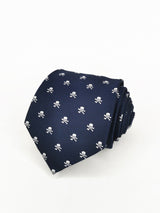 2x1 - Corbata azul marino con calaveras piratas blancas - DiversoMen