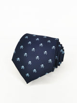2x1 - Corbata azul marino con calaveras piratas celestes - DiversoMen