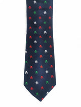 2x1 - Corbata azul marino con calaveras piratas rojas, verdes y blancas - DiversoMen