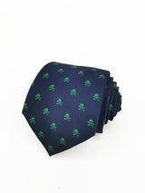 2x1 - Corbata azul marino con calaveras piratas verdes - DiversoMen