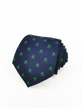 2x1 - Corbata azul marino con calaveras piratas verdes - DiversoMen