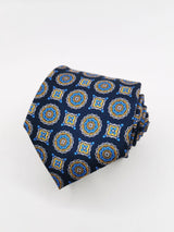 2x1 - Corbata azul marino con rosetas marrones y crema - DiversoMen