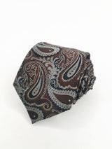 Corbata marrón con cachemir negro y gris - DiversoMen