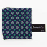 2x1 - Pañuelo azul marino con medallones verdes - DiversoMen