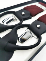 2x1 - Tirantes premium burdeos liso clips y botón - DiversoMen