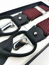 2x1 - Tirantes premium burdeos lunares clips y botón - DiversoMen