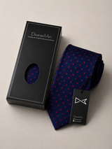 Corbata azul marino de lunares rojos - DiversoMen