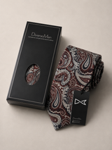 Corbata marrón con cachemir negro y gris - DiversoMen