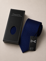 Corbata azul marino de lunares fucsia pequeños - DiversoMen
