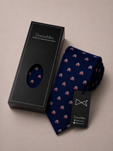 Corbata azul marino con casetas pequeñas rojas - DiversoMen