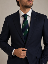 Corbata rayas verde y azul marino con anclas blancas - DiversoMen
