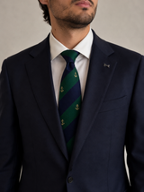 Corbata rayas verde y azul marino con anclas beige - DiversoMen