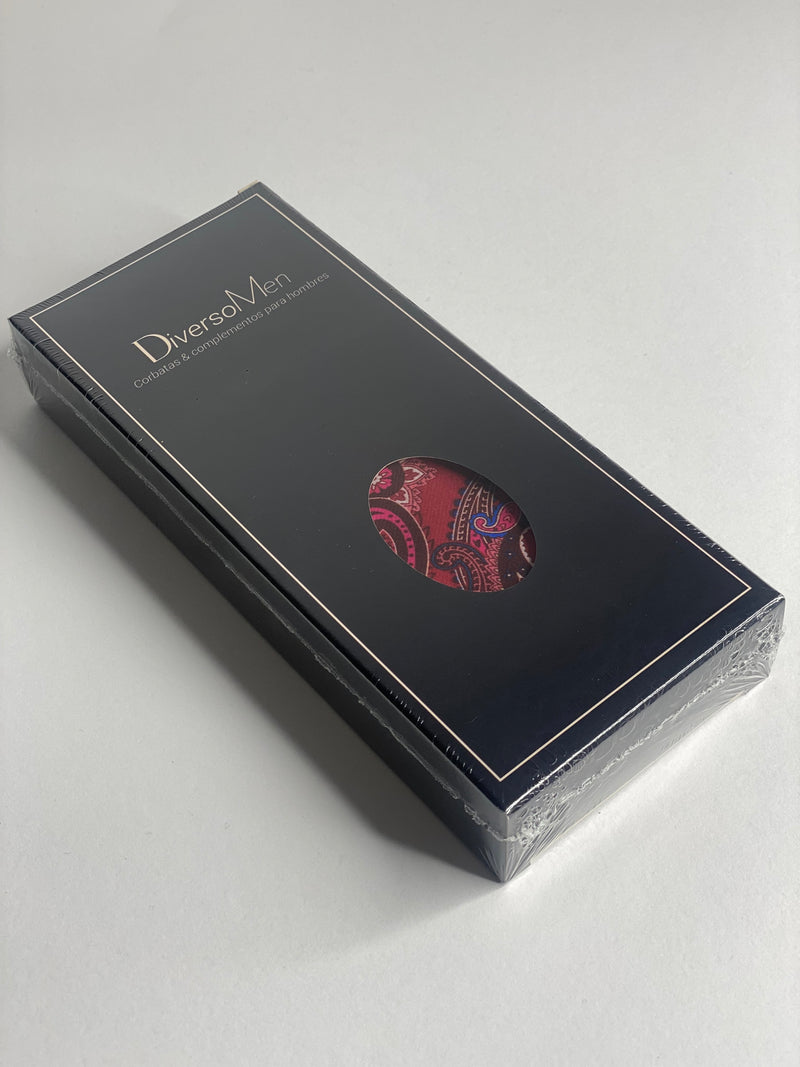 2x1 - Corbata seda rojo oscuro cachemir gigante - DiversoMen