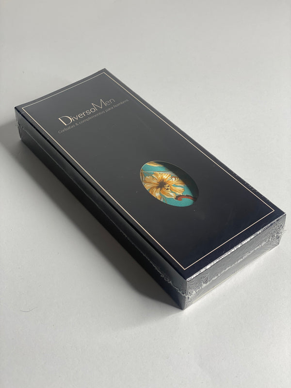 2x1 - Corbata seda turquesa con flores grandes - DiversoMen