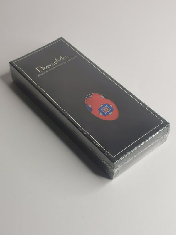 2x1 - Corbata roja con cuadros geometricos azules - DiversoMen