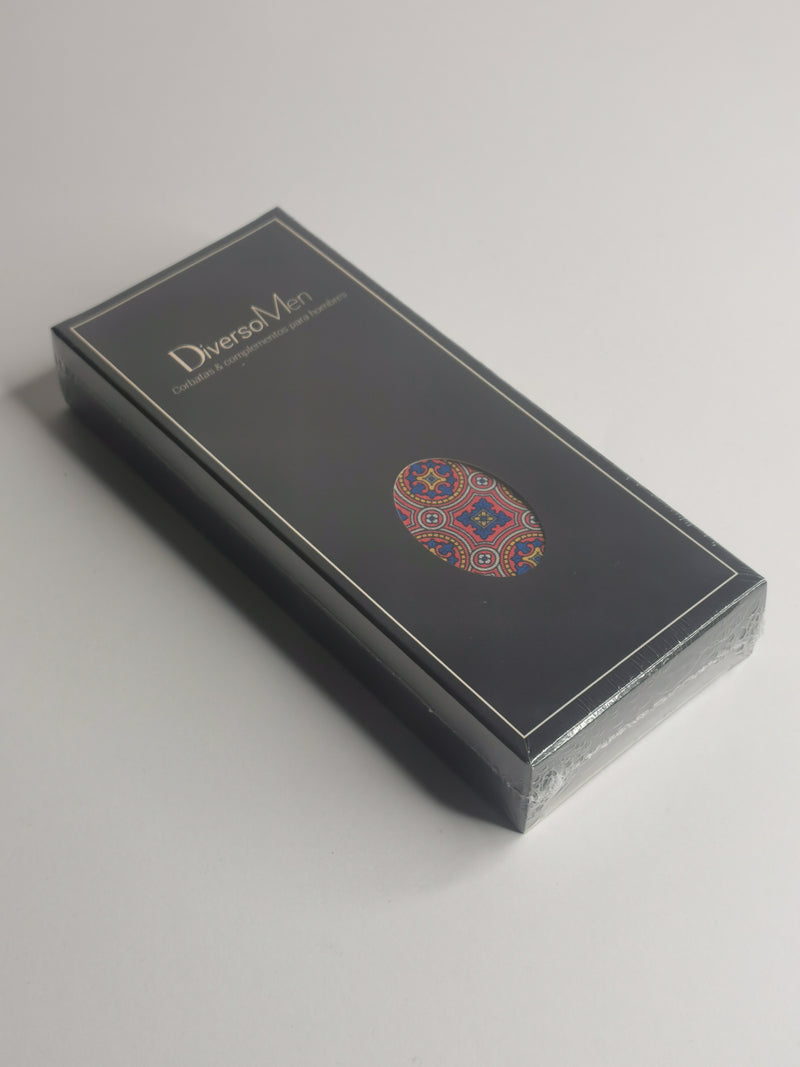 2x1 - Corbata roja con rosetas amarillas, azules y blancas - DiversoMen