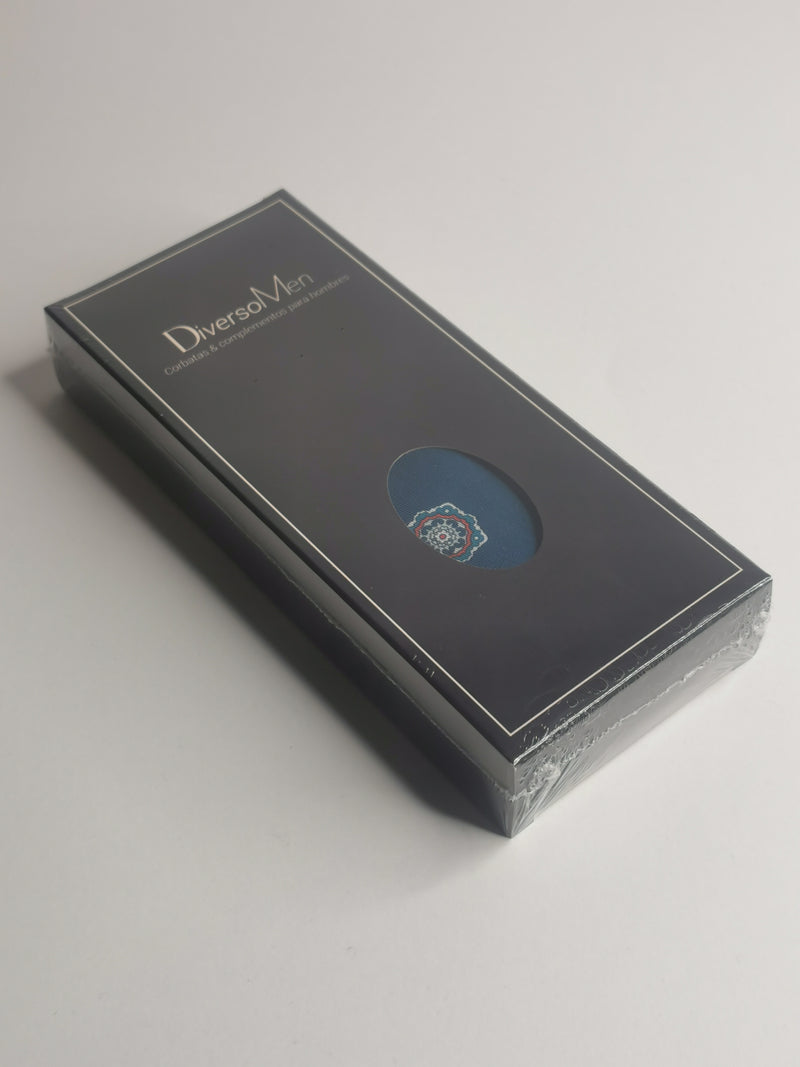 2x1 - Corbata azul petroleo con rosetas rojas y blancas - DiversoMen