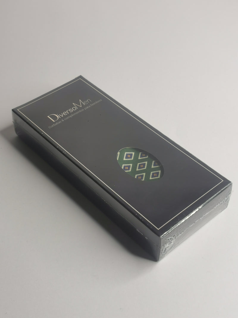 2x1 - Corbata verde oscuro con rombos azules - DiversoMen