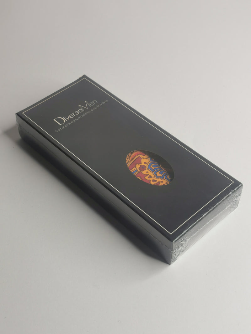 2x1 - Corbata seda roja oscuro cachemir grande amarillo - DiversoMen