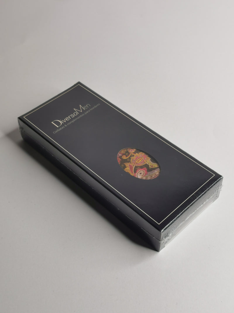 2x1 - Corbata seda marrón cachemir otoñales - DiversoMen