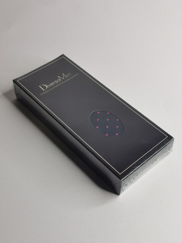 2x1 - Corbata azul marino de lunares rosa fucsia medianos - DiversoMen