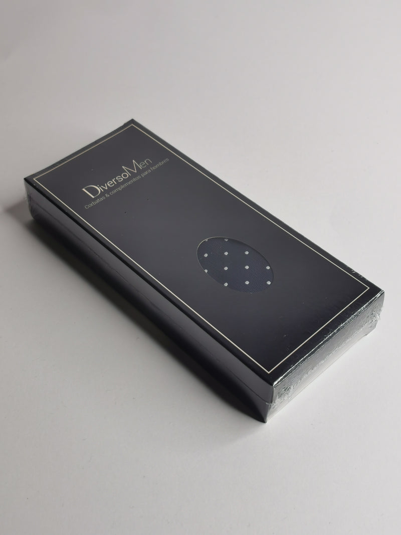 Cravate bleu marine à pois blancs moyens - DiversoMen