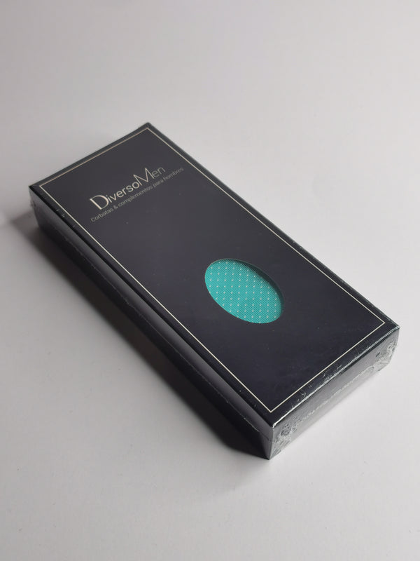 2x1 - Corbata verde agua de lunares blancos pequeños - DiversoMen