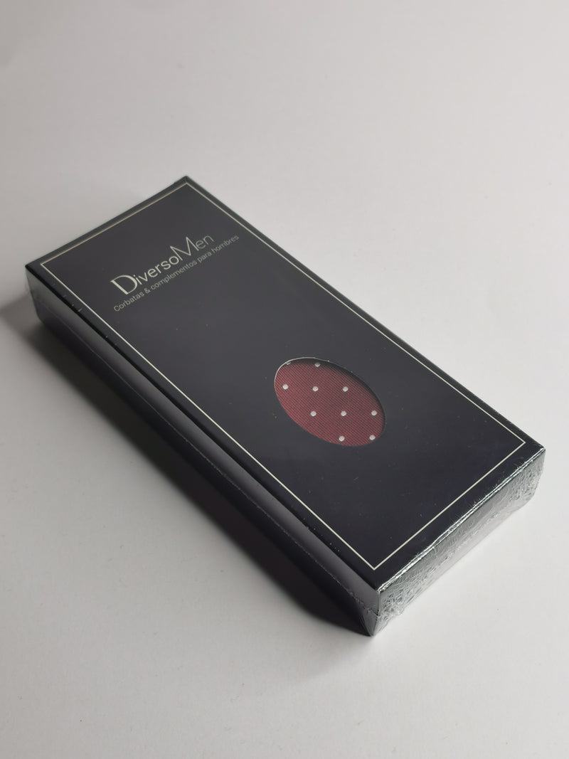 2x1 - Corbata burdeos de lunares blancos medianos - DiversoMen