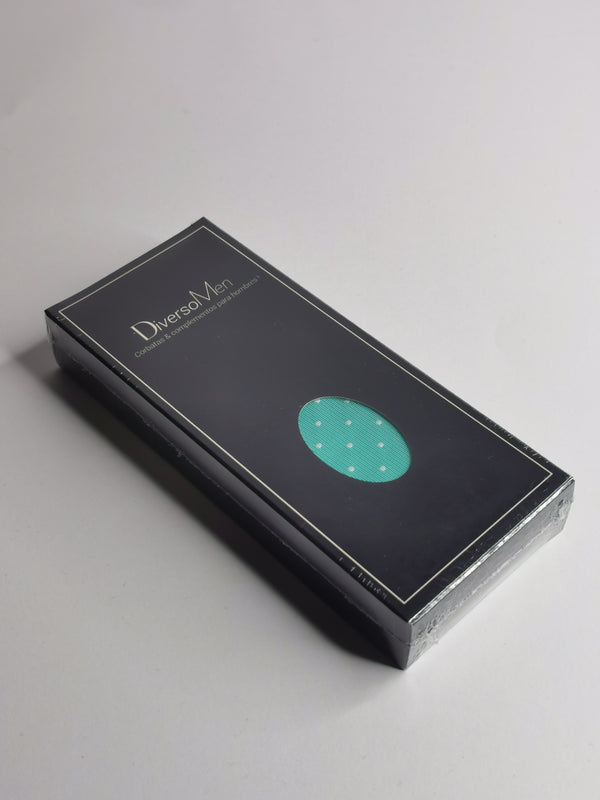 2x1 - Corbata verde agua con lunares blancos medianos - DiversoMen