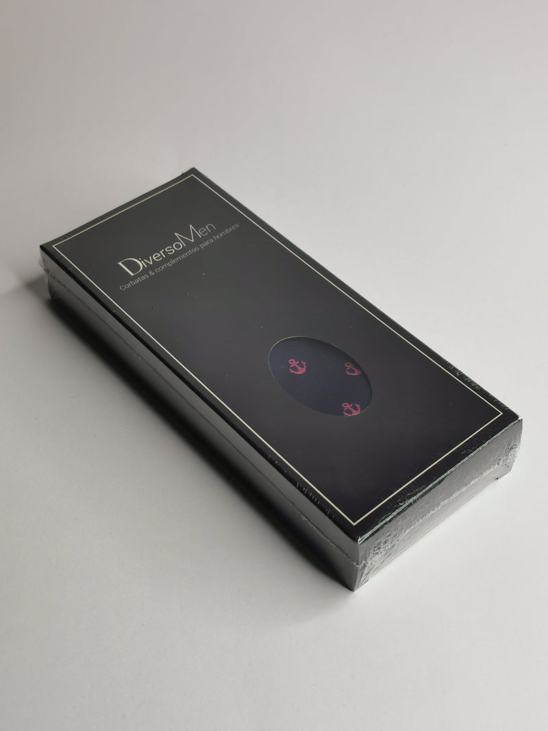 2x1 - Corbata azul marino con anclas rosas fucsia - DiversoMen