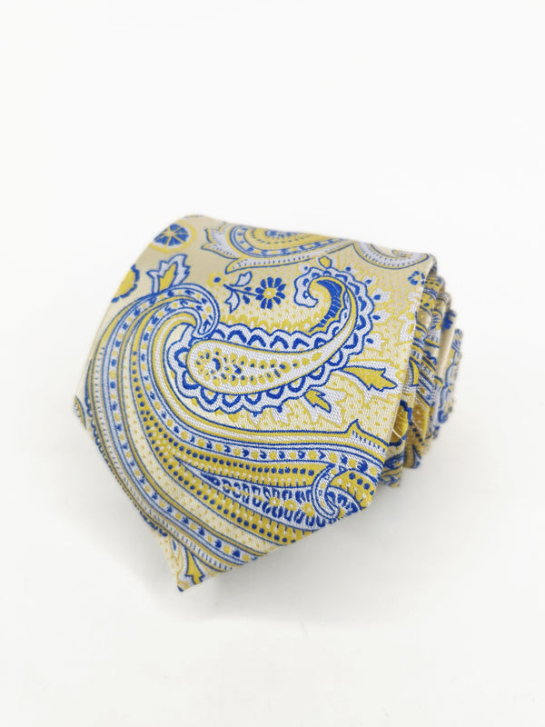 2x1 - Corbata amarillo con cachemir azul - DiversoMen