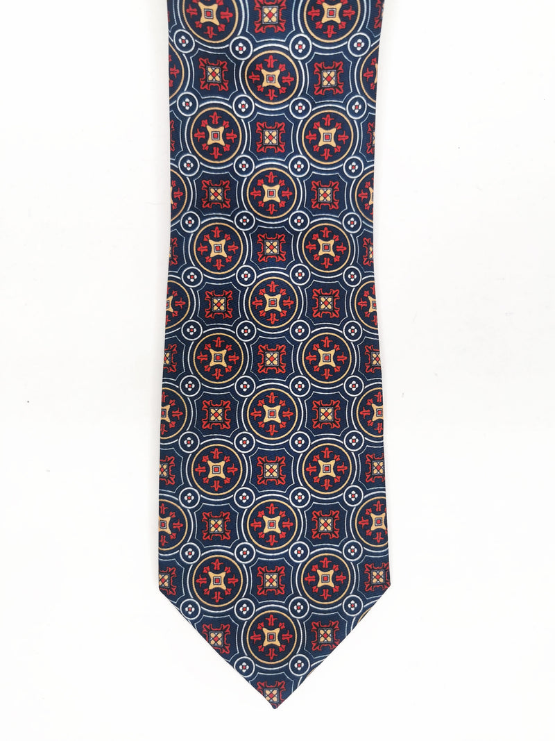 2x1 - Corbata azul marino con rosetas amarillas, rojas y blancas - DiversoMen