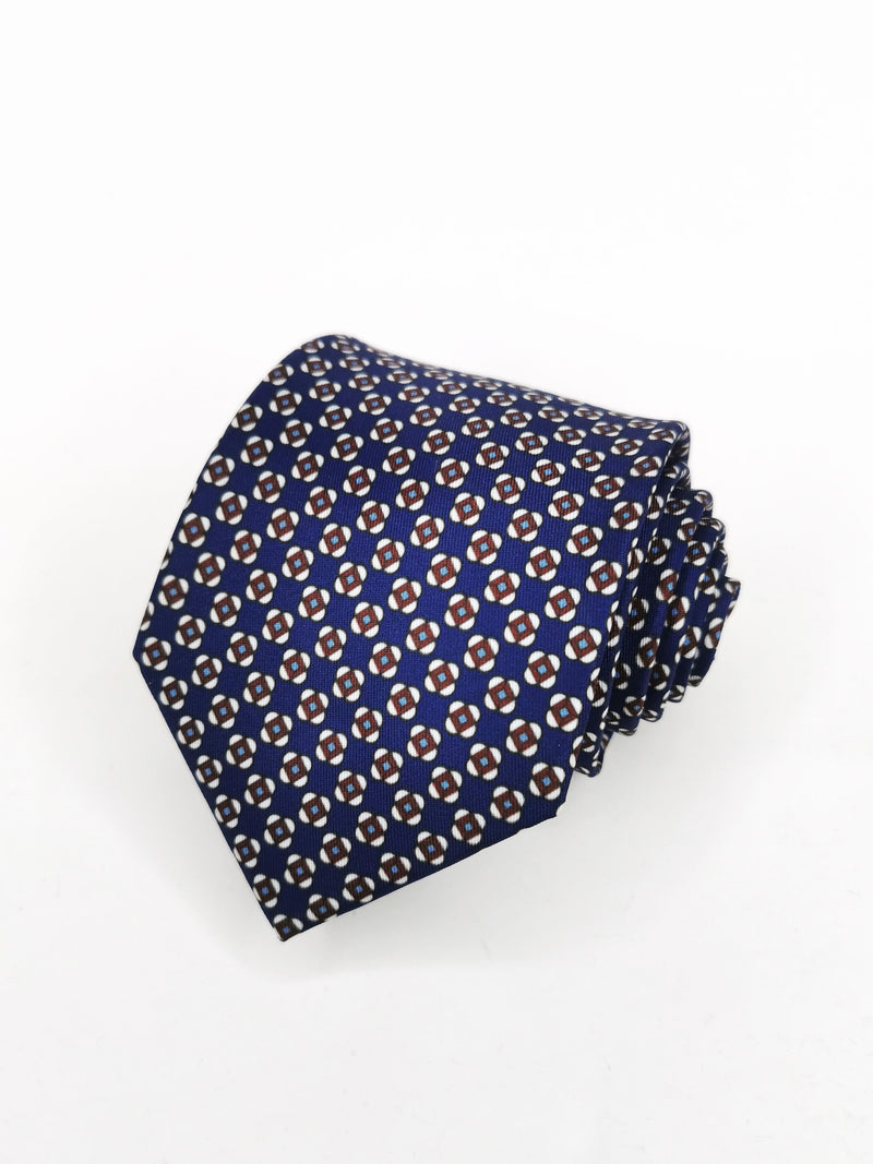 2x1 - Corbata azul marino flores marrones - DiversoMen