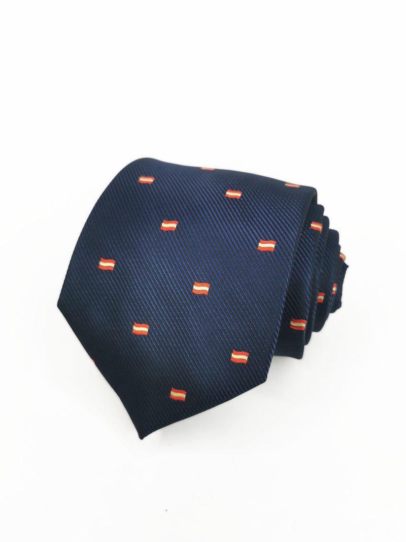 2x1 - Corbata azul marino con banderas pequeñas - DiversoMen