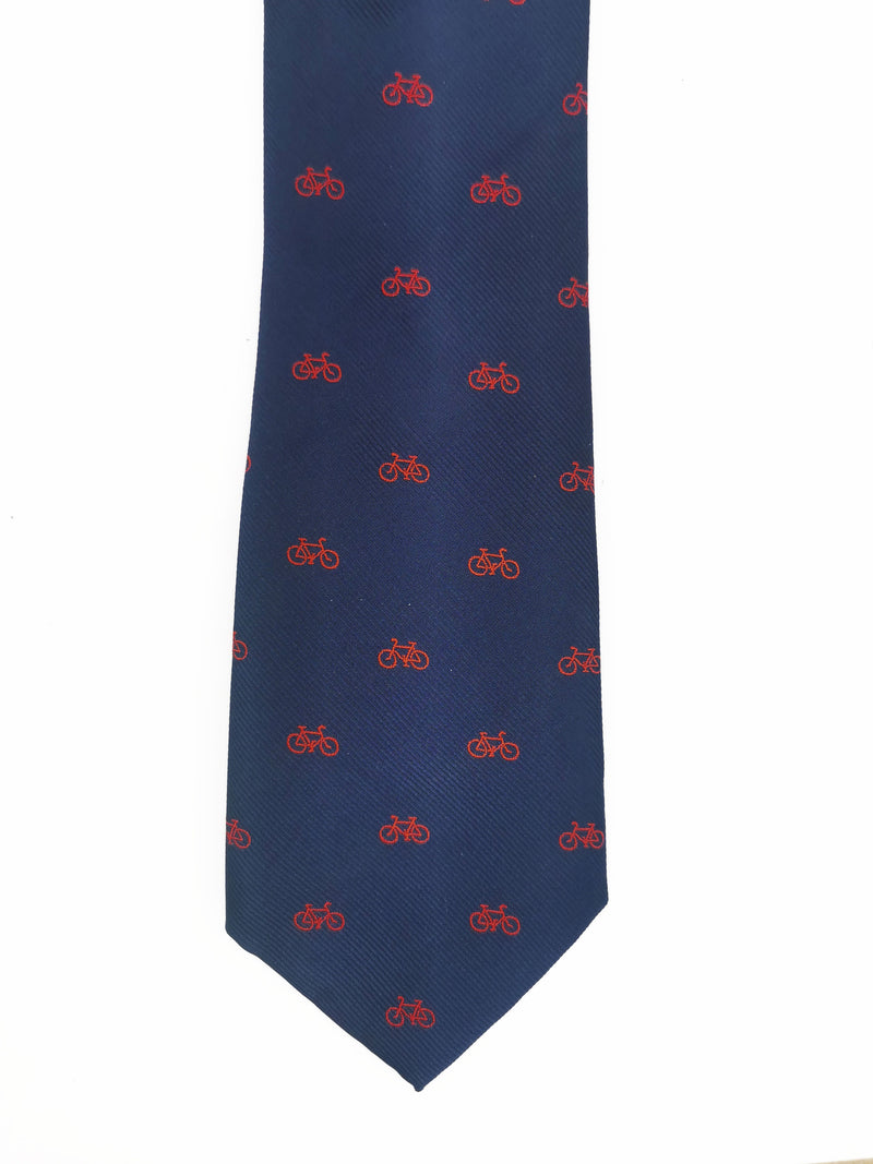 2x1 - Corbata azul marino con bicicletas pequeñas rojas - DiversoMen