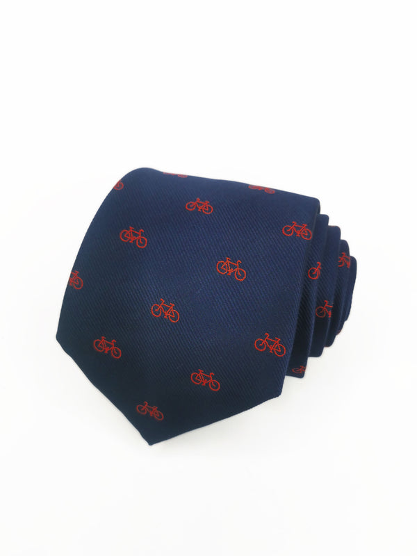 2x1 - Corbata azul marino con bicicletas pequeñas rojas - DiversoMen