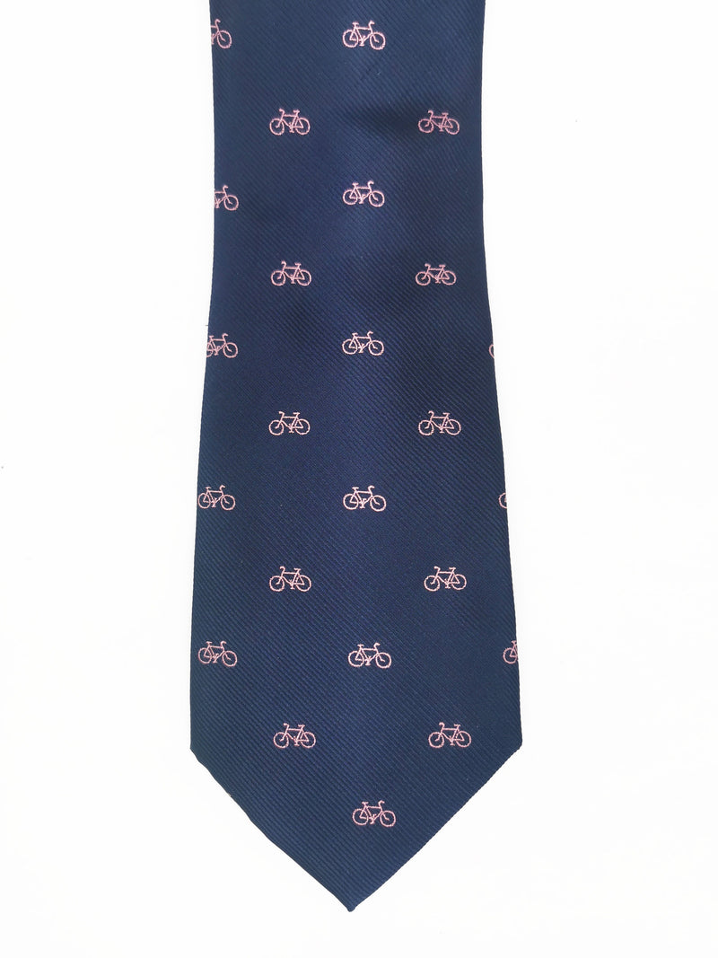 2x1 - Corbata azul marino con bicicletas pequeñas rosas - DiversoMen
