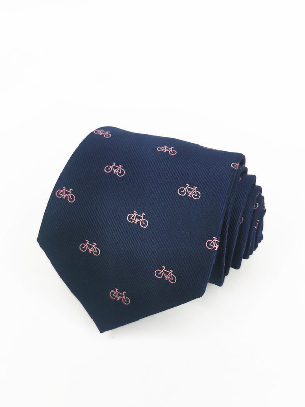 2x1 - Corbata azul marino con bicicletas pequeñas rosas - DiversoMen