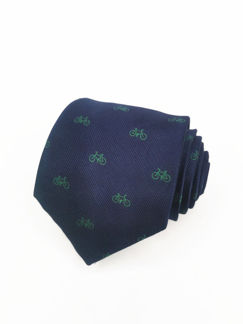 2x1 - Corbata azul marino con bicicletas pequeñas verdes - DiversoMen