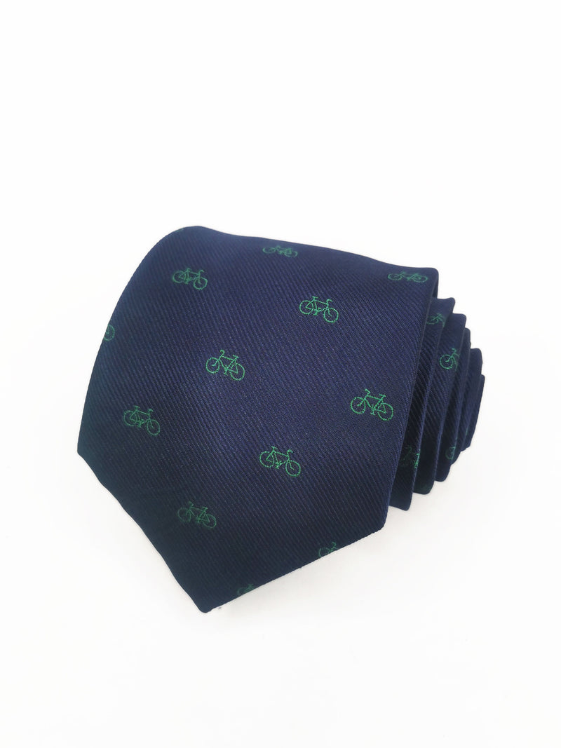 2x1 - Corbata azul marino con bicicletas pequeñas verdes - DiversoMen